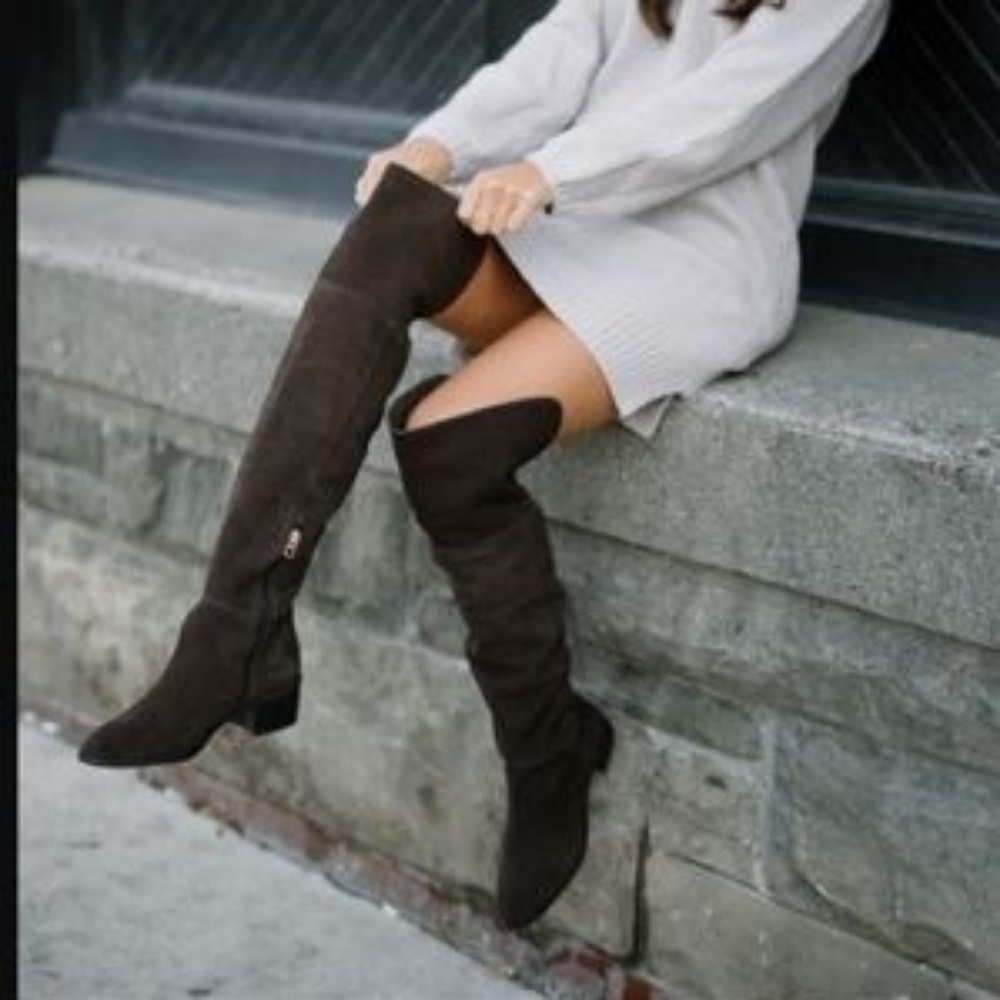 NEW Coach Lucia Split Chestnut OTK Suede Boots 8 - Picture 6 of 7